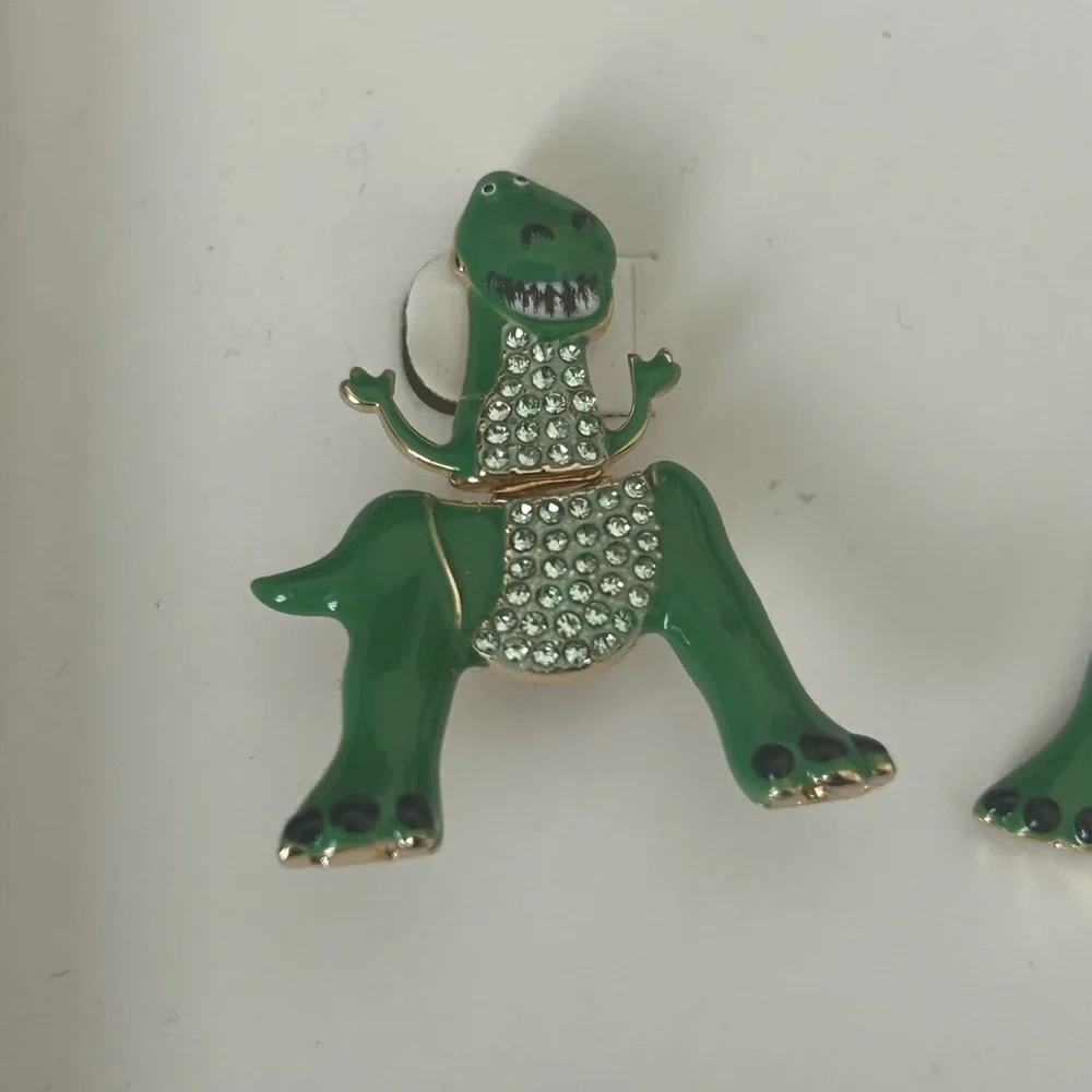 BaubleBar Green Rex Dinosaur Crystal Stud Earrings